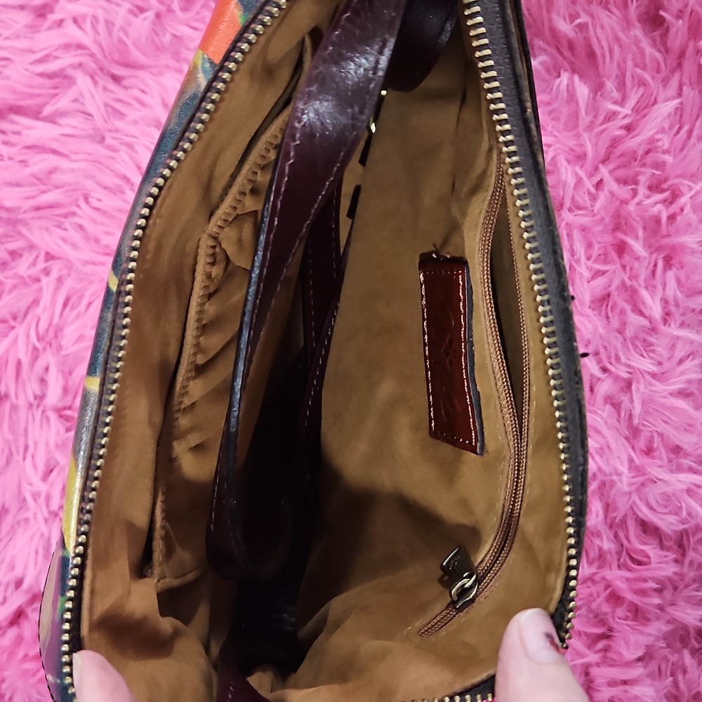 New Patricia Nash Avellino Leather Winter Bloom Print Front Pocket Crossbody - Picture 5 of 6